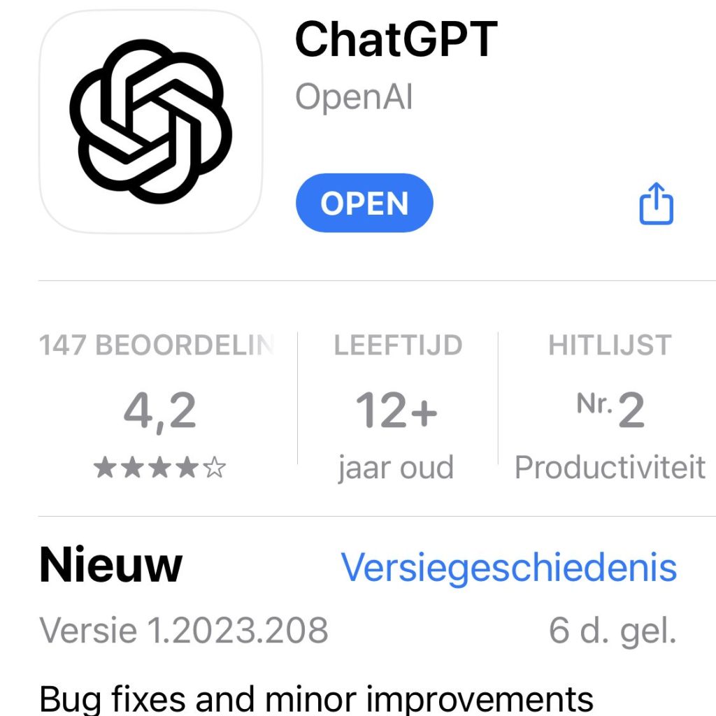 ChatGPT app gebruiken
